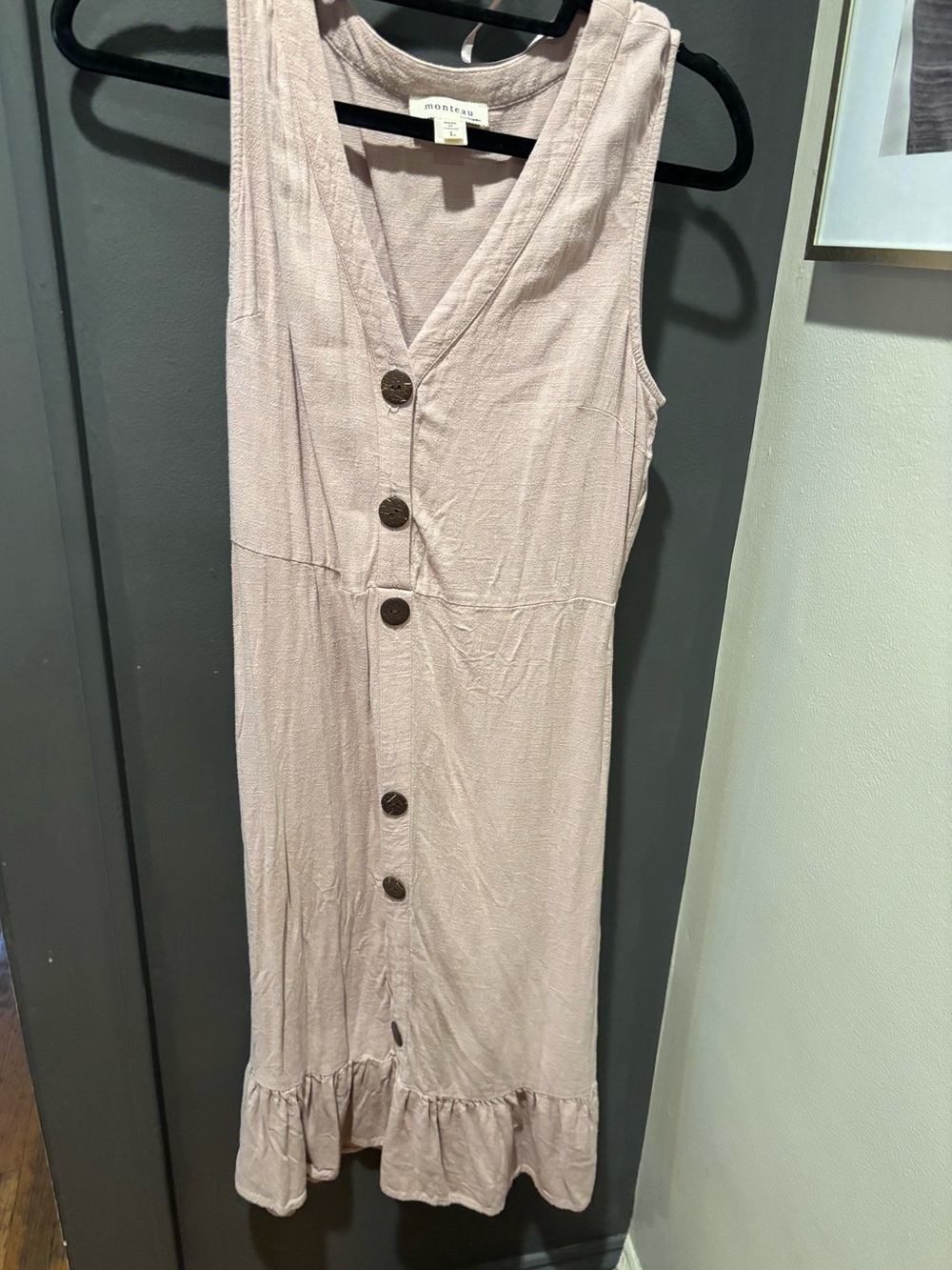 Monteau Button-Front Sleeveless Midi Dress